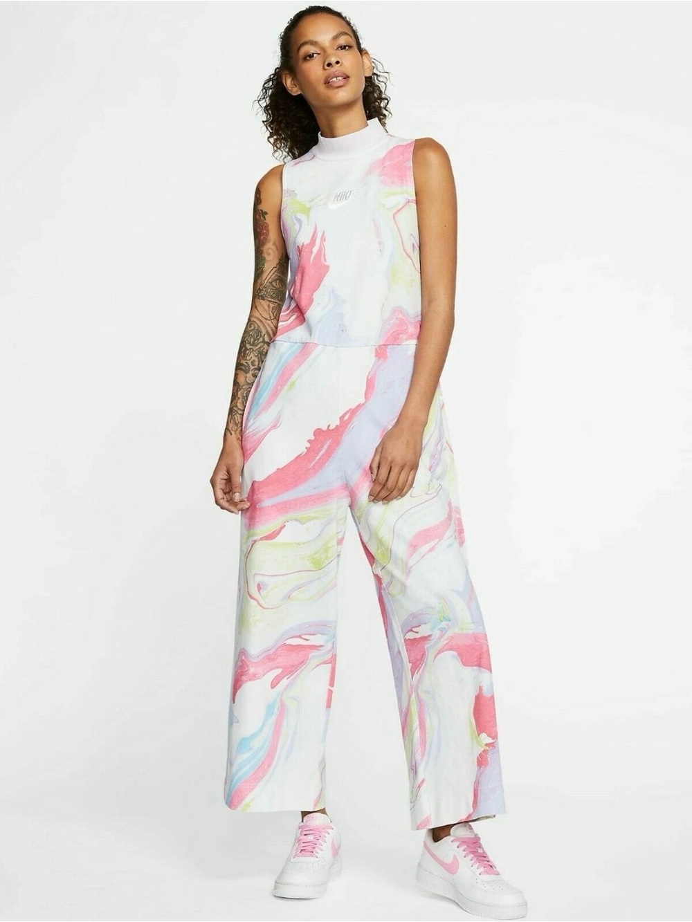 Nike Sleeveless Marble-Print Wide Leg Jumpsuit